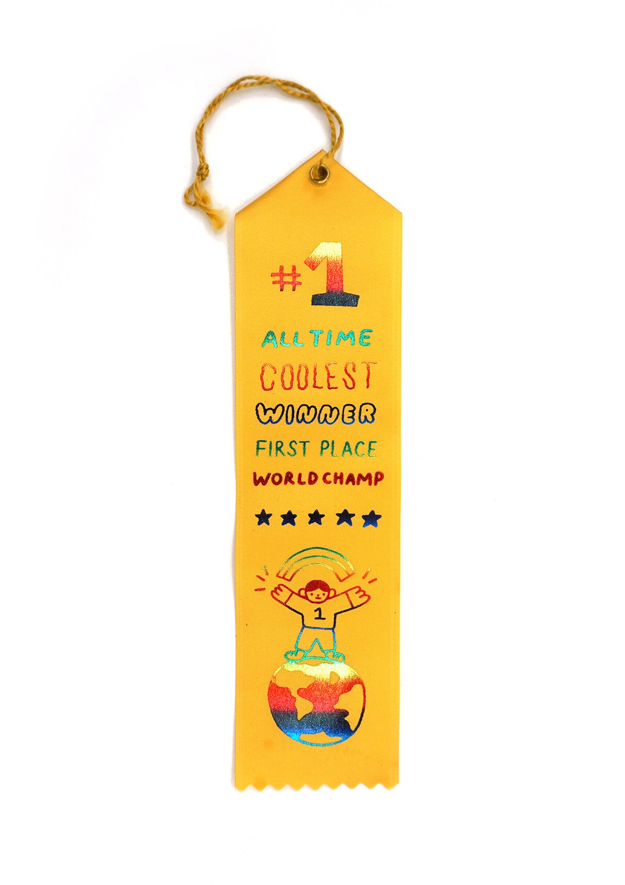 Yellow ribbon with text