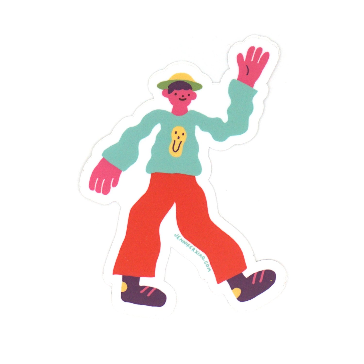 Sticker of man waving